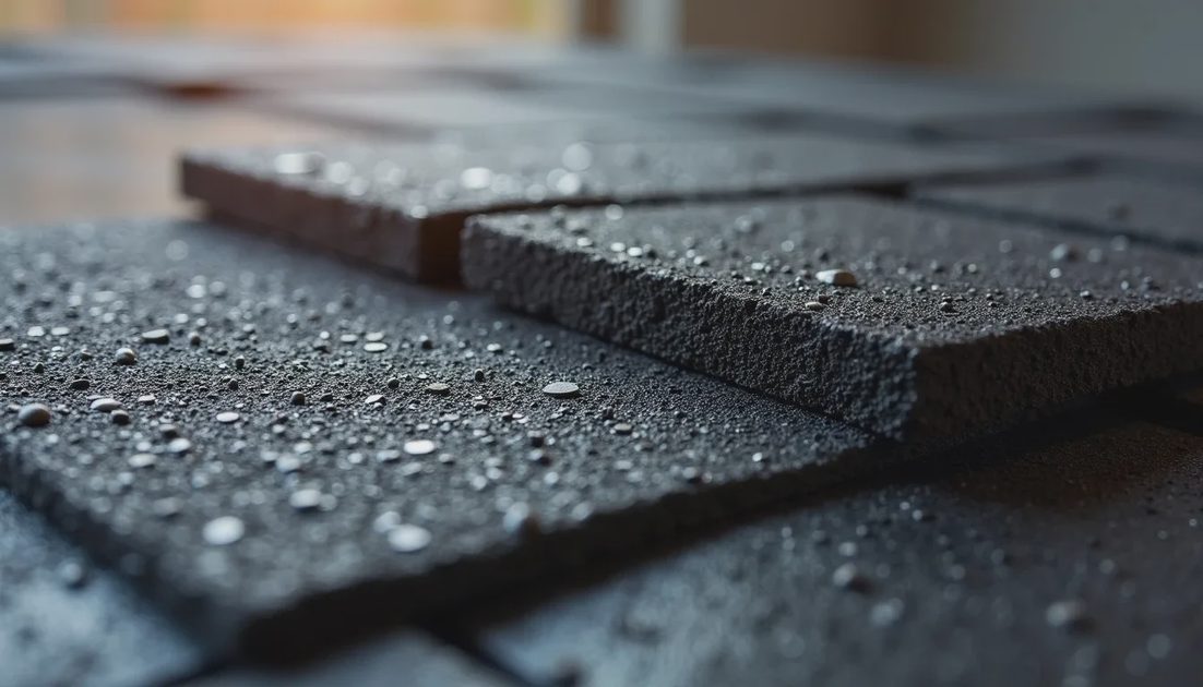 Close-up comparison of Class 4 impact-resistant and standard architectural shingles
