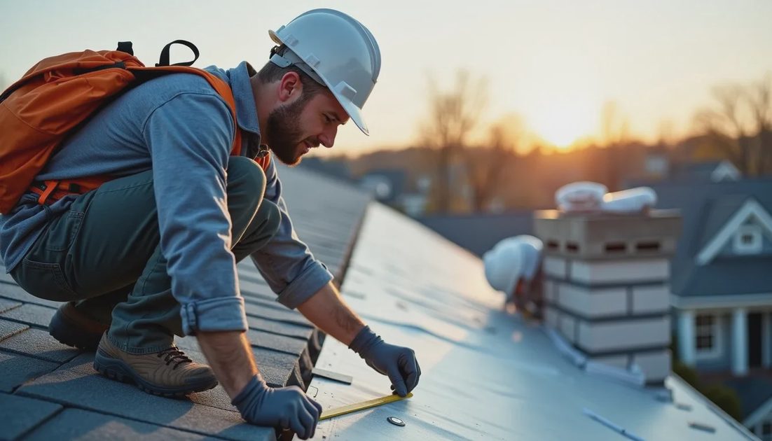 Roof complexity that increases labor and material costs Roofer measuring a complex roof with valleys and dormers