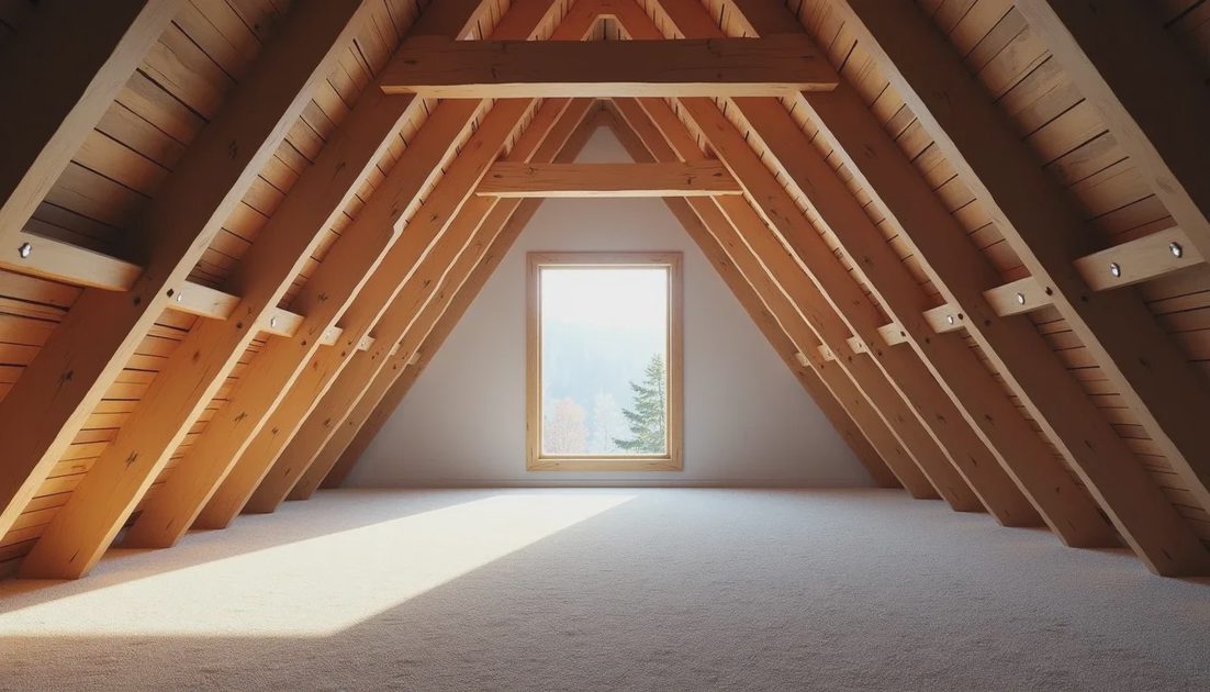 Soffit intake vents and baffles inside a residential attic