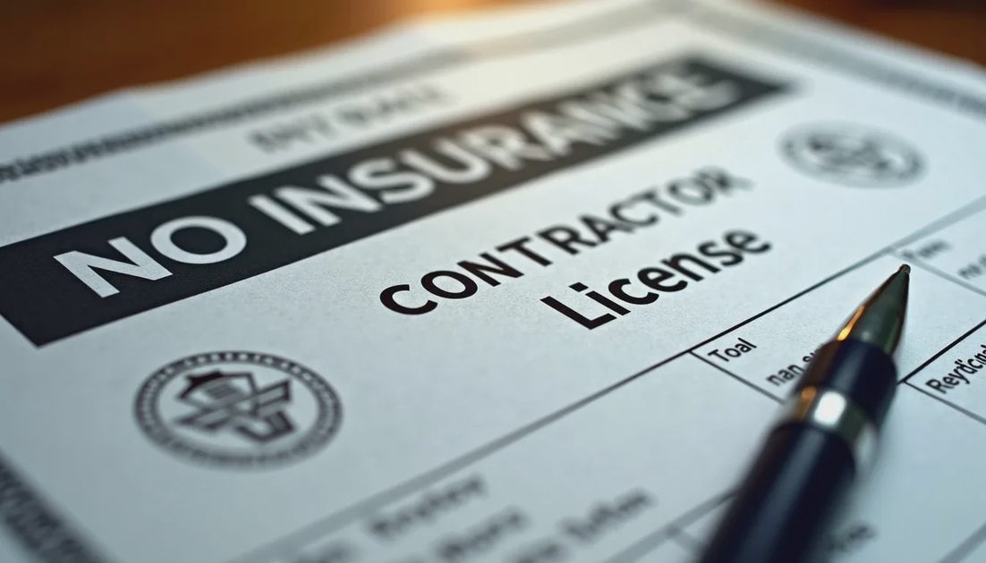 State contractor license and certificate of insurance documents